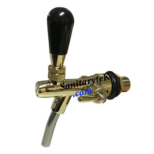 Golden brass beer tap with compensator