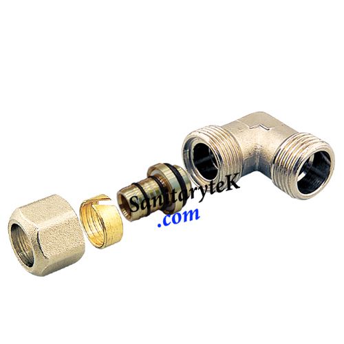 Compression fittings with removable adapter for multilayer pipe - Male elbow fitting