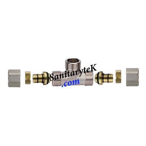 Compression fittings with removable adapter for multilayer pipe - Male tee fitting