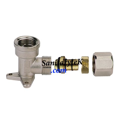 Compression fittings with removable adapter for multilayer pipe - Wall plate female elbow fitting