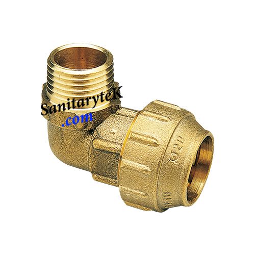 Elbow male with compression ring of brass