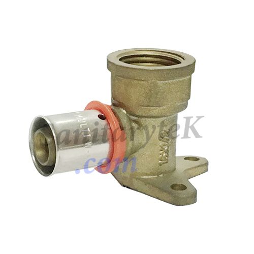 PEX wall-plate elbow crimp fitting