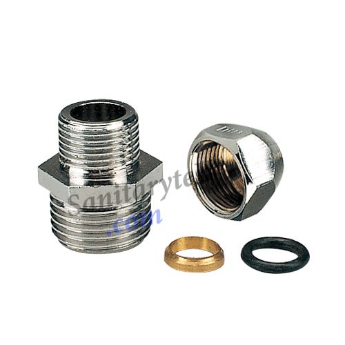 Male Nipple with Conical Nut Ø 10 in Chrome Plated Brass