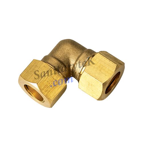 Brass compression elbow fitting