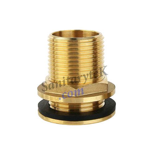 brass male threaded tank connector, round entrance