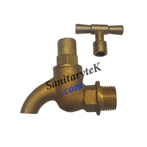 Brass locking bib tap with key-handle